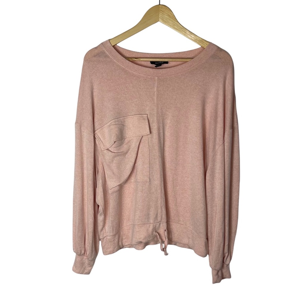 Wool City Light Pink Lightweight Sweater Chest Pocket Drawstring Hem US